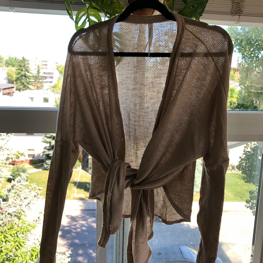 Babaton Beige Button Down long sleeved shirt